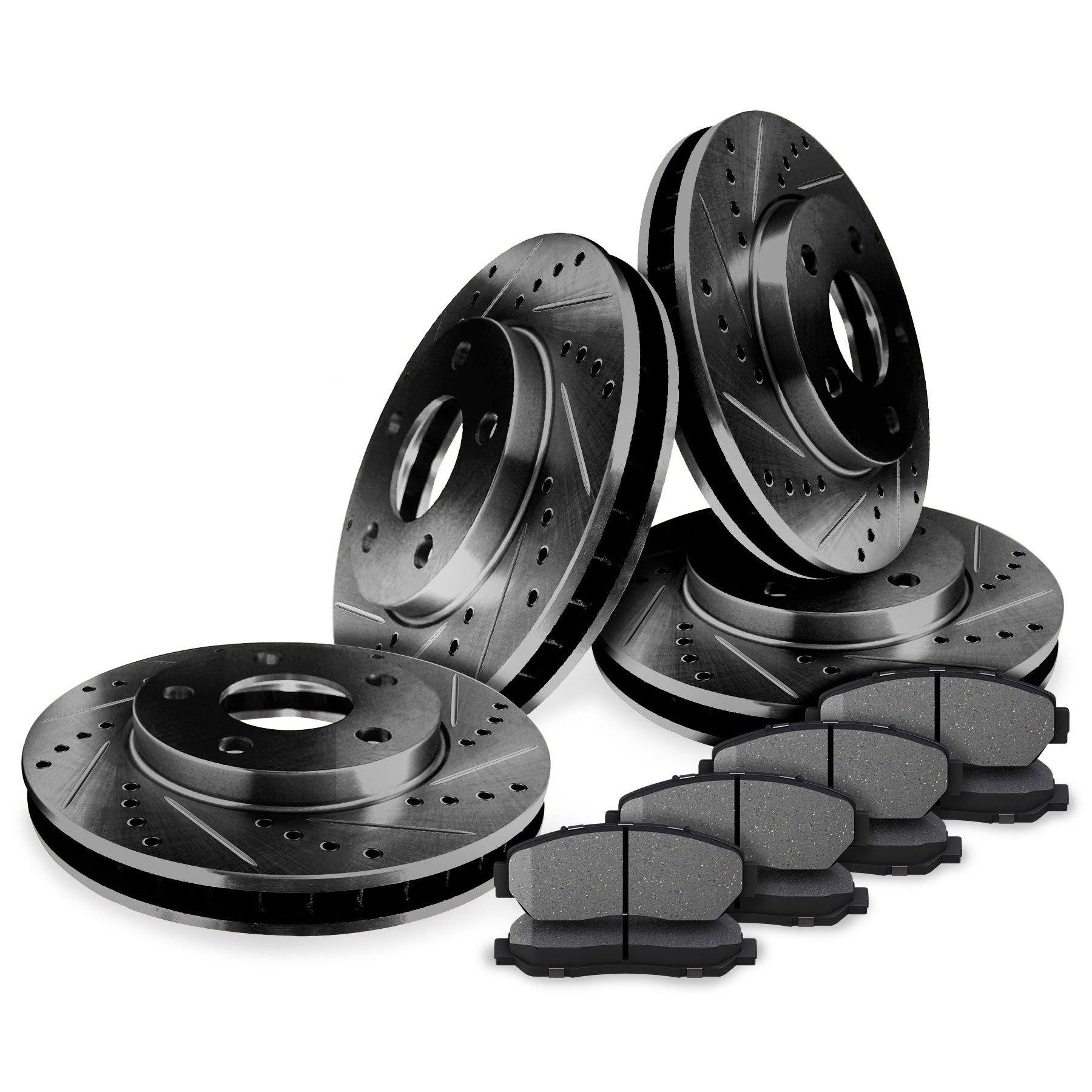 REAR SET Z0400 Performance Cross Drilled Brake Rotors & Ceramic Pads 